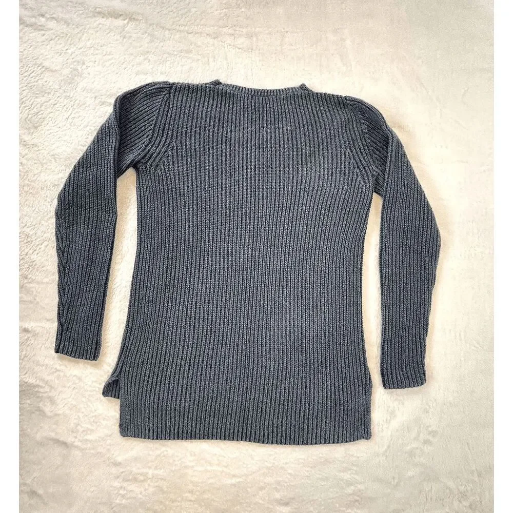 Women's L.L. Bean Cable Knit V-neck Sweater Size Small, Dark Blue 100% Cotton